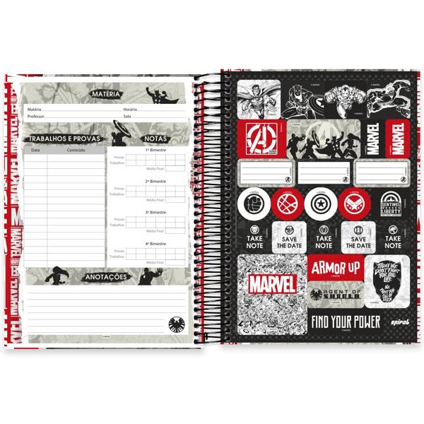 Caderno universitário capa dura 10x1 160 folhas, Marvel Red Brick, Spiral, 2278599 - PT 1 UN