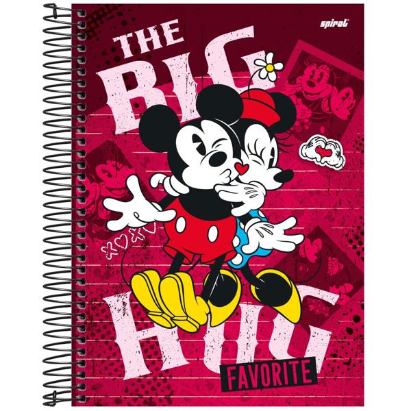 Caderno universitário capa dura 10x1 160 folhas, Disney Mickey & Minnie, Spiral, 2278261 - PT 1 UN