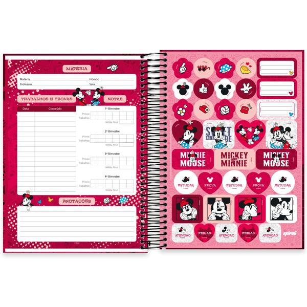 Caderno universitário capa dura 10x1 160 folhas, Disney Mickey & Minnie, Spiral, 2278261 - PT 1 UN