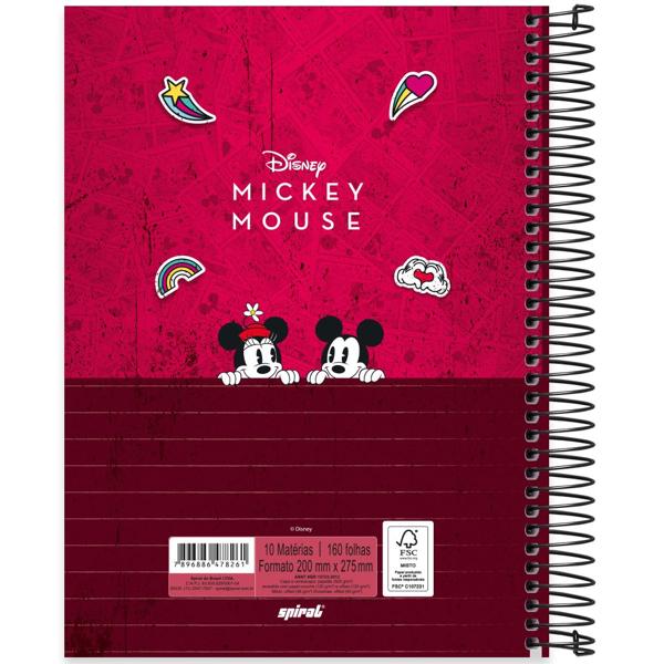 Caderno universitário capa dura 10x1 160 folhas, Disney Mickey & Minnie, Spiral, 2278261 - PT 1 UN