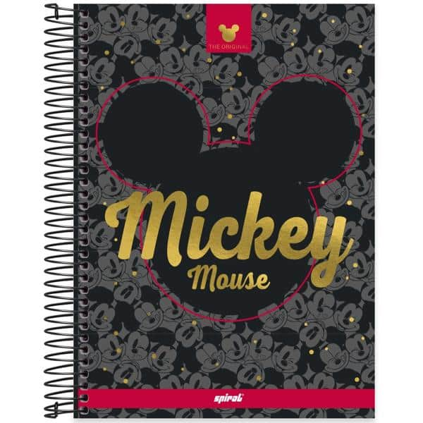 Caderno universitário capa dura 10x1 160 folhas, Mickey Disney Clássico, Spiral, 2278278 - PT 1 UN