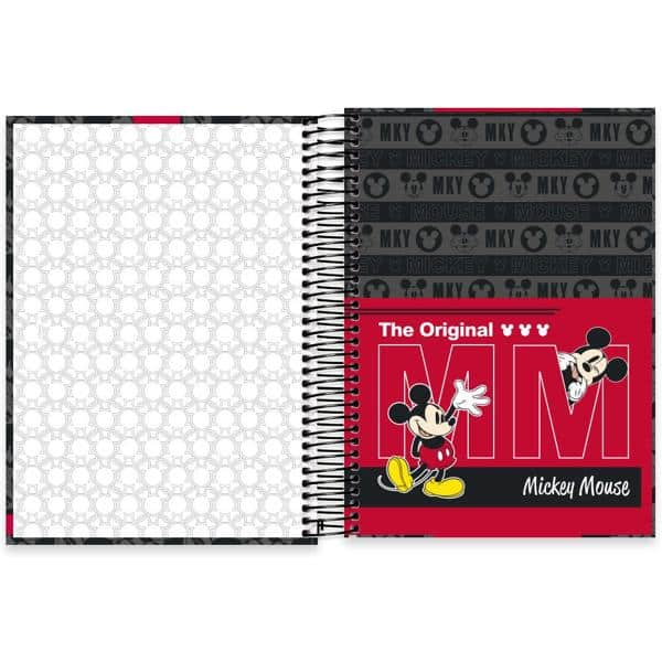 Caderno universitário capa dura 10x1 160 folhas, Mickey Disney Clássico, Spiral, 2278278 - PT 1 UN