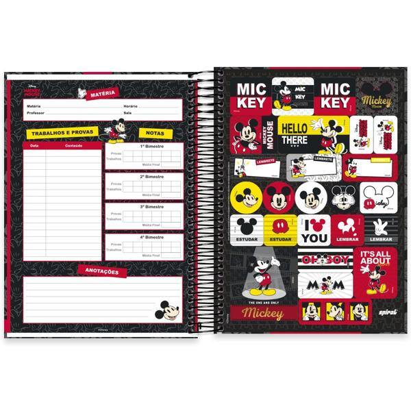 Caderno universitário capa dura 10x1 160 folhas, Mickey Disney Clássico, Spiral, 2278278 - PT 1 UN