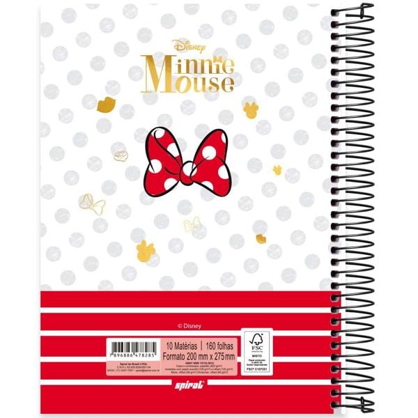 Caderno universitário capa dura 10x1 160 folhas, Minnie Disney Clássico, Spiral, 2278285 - PT 1 UN