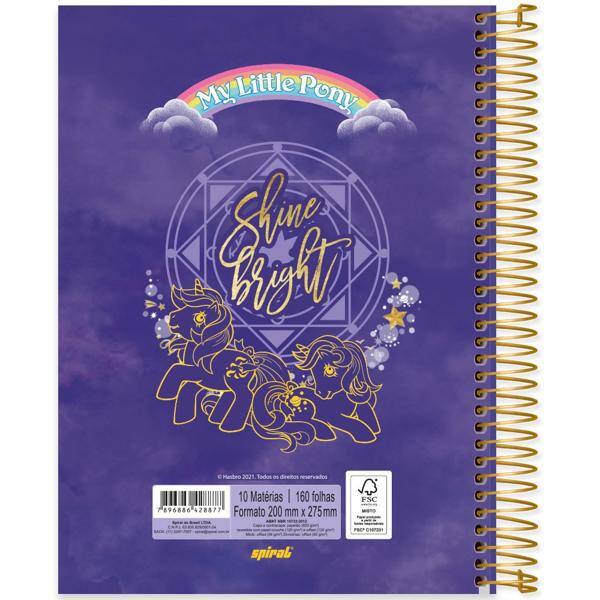 Caderno universitário capa dura 10x1 160 folhas, My Little Pony, Spiral, 2228877 - PT 1 UN