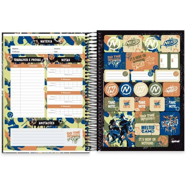 Caderno universitário capa dura 10x1 160 folhas, Nerf, Spiral, 2228839 - PT 1 UN