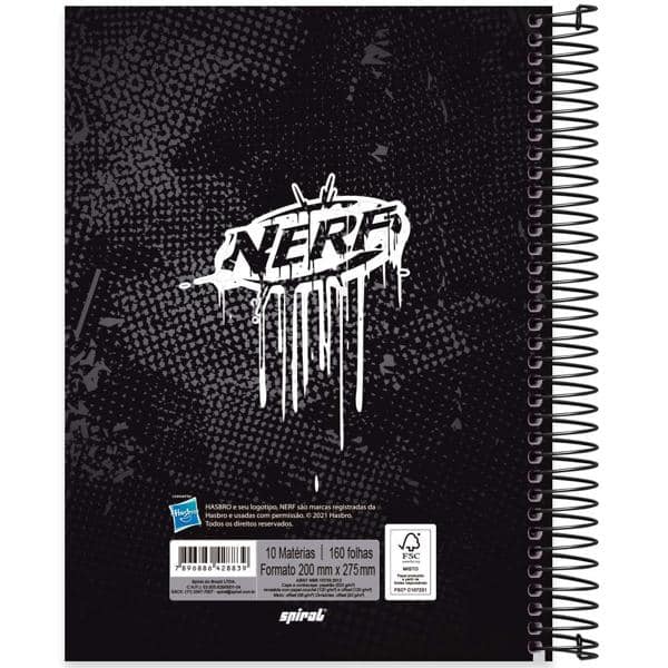 Caderno universitário capa dura 10x1 160 folhas, Nerf, Spiral, 2228839 - PT 1 UN