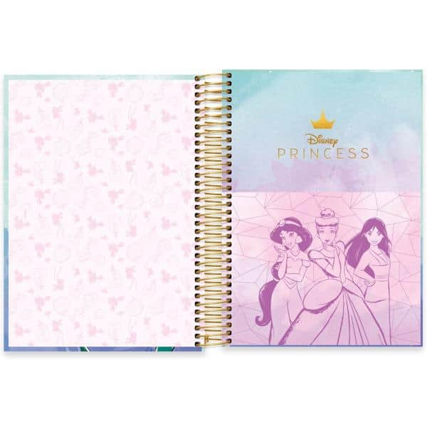 Caderno universitário capa dura 10x1 160 folhas, Princesas Disney Ariel, Spiral, 2278889 - PT 1 UN