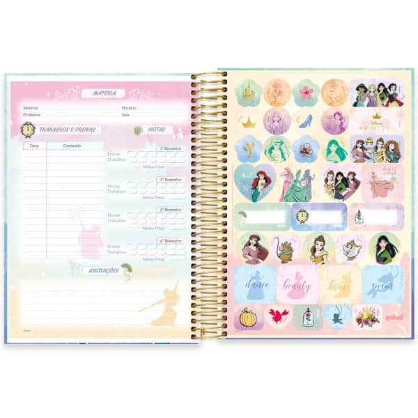 Caderno universitário capa dura 10x1 160 folhas, Princesas Disney Ariel, Spiral, 2278889 - PT 1 UN