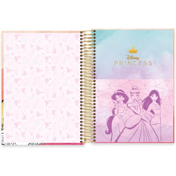 Caderno universitário capa dura 10x1 160 folhas, Princesas Disney Bela, Spiral, 2228808 - PT 1 UN