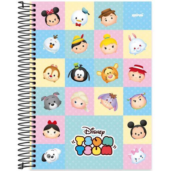 Caderno universitário capa dura 10x1 160 folhas, Disney Tsum Tsum, Spiral, 2278322 - PT 1 UN