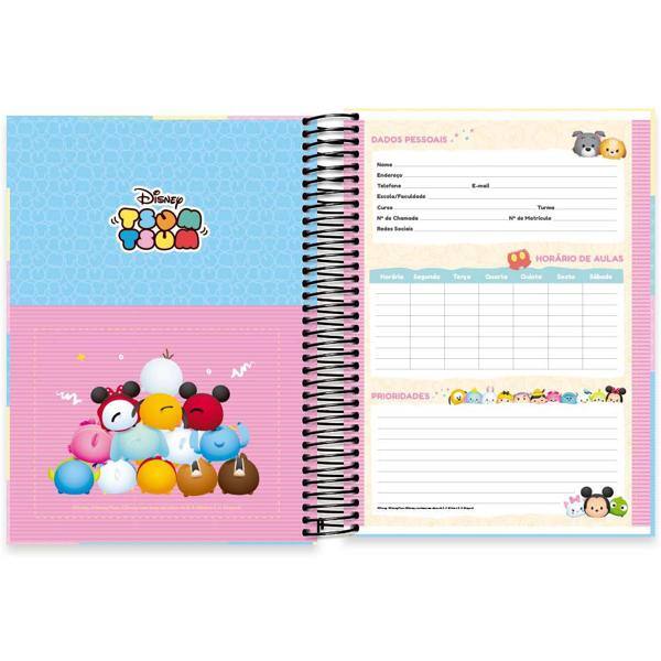 Caderno universitário capa dura 10x1 160 folhas, Disney Tsum Tsum, Spiral, 2278322 - PT 1 UN