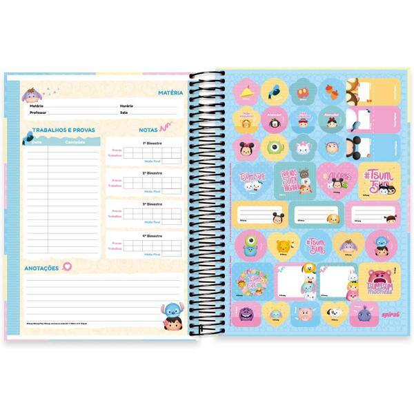 Caderno universitário capa dura 10x1 160 folhas, Disney Tsum Tsum, Spiral, 2278322 - PT 1 UN
