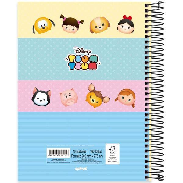 Caderno universitário capa dura 10x1 160 folhas, Disney Tsum Tsum, Spiral, 2278322 - PT 1 UN