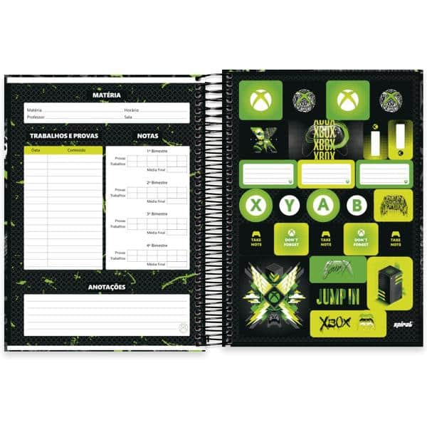 Caderno universitário capa dura 10x1 160 folhas, XBox, Spiral, 2278841 - PT 1 UN