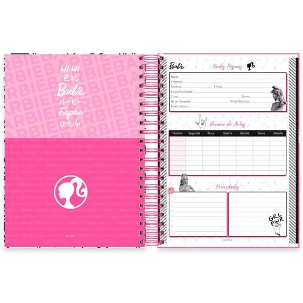 Caderno universitário capa dura 10x1 160 folhas, Barbie, Spiral, 2278216 - PT 1 UN