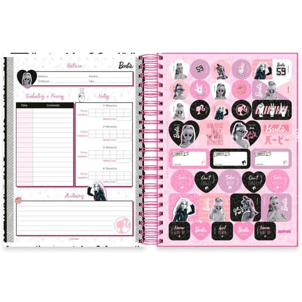 Caderno universitário capa dura 10x1 160 folhas, Barbie, Spiral, 2278216 - PT 1 UN