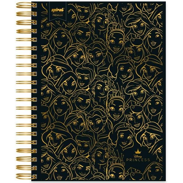 Caderno universitário capa dura 10x1 160 folhas, Disney Princesas, Spiral, 2278315 - PT 1 UN