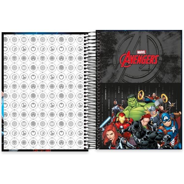 Caderno universitário capa dura 15x1 240 folhas, Marvel Avengers - Vingadores, Spiral, 2279022 - PT 1 UN