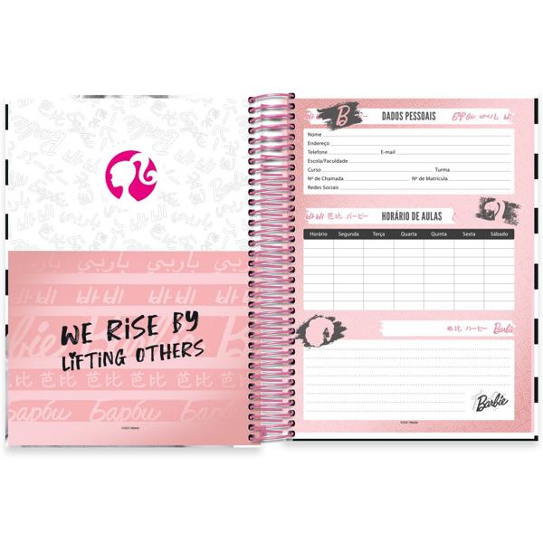 Caderno universitário capa dura 15x1 240 folhas, Barbie, Spiral, 2279077 - PT 1 UN