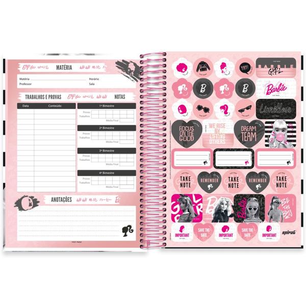 Caderno universitário capa dura 15x1 240 folhas, Barbie, Spiral, 2279077 - PT 1 UN