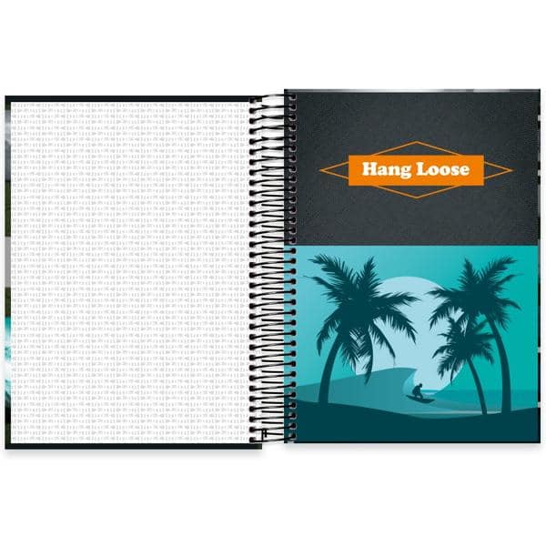 Caderno universitário capa dura 15x1 240 folhas, Hang Loose Azul, Spiral, 2279183 - PT 1 UN