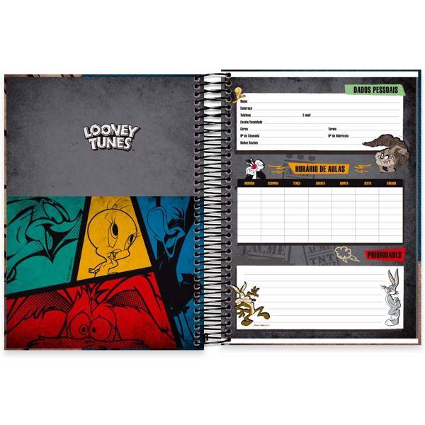 Caderno universitário capa dura 15x1 240 folhas, Looney Tunes Coiote, Spiral, 2279244 - PT 1 UN