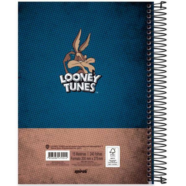 Caderno universitário capa dura 15x1 240 folhas, Looney Tunes Coiote, Spiral, 2279244 - PT 1 UN