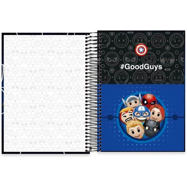 Caderno universitário capa dura 15x1 240 folhas, Marvel Emoji, Spiral, 2279251 - PT 1 UN