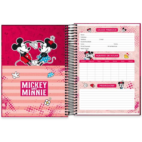 Caderno universitário capa dura 15x1 240 folhas, Disney Mickey & Minnie, Spiral, 2264967 - PT 1 UN