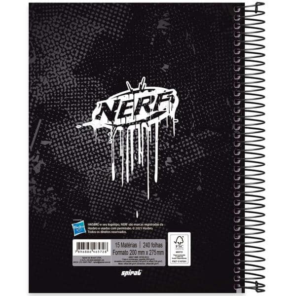 Caderno universitário capa dura 15x1 240 folhas, Nerf, Spiral, 2265728 - PT 1 UN