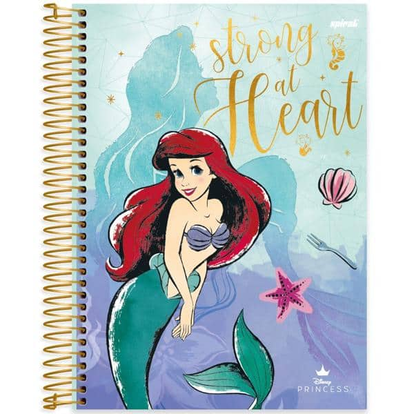 Caderno universitário capa dura 15x1 240 folhas, Princesas Disney Ariel, Spiral, 2279114 - PT 1 UN