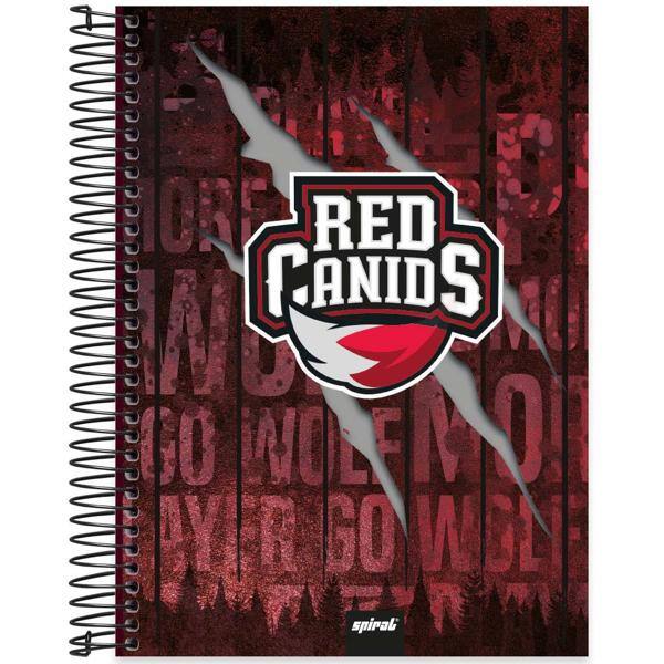 Caderno universitário capa dura 15x1 240 folhas, Red Canids, Spiral, 2279329 - PT 1 UN