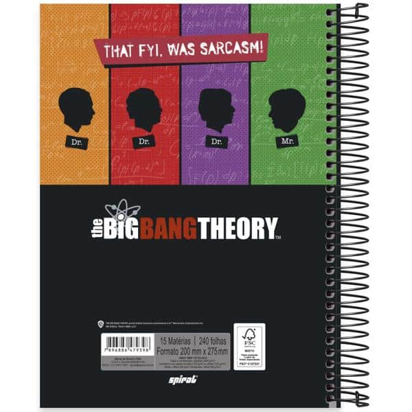 Caderno universitário capa dura 15x1 240 folhas, The Big Bang Theory, Spiral, 2279398 - PT 1 UN