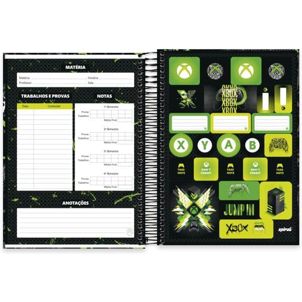 Caderno universitário capa dura 15x1 240 folhas, XBox, Spiral, 2279411 - PT 1 UN