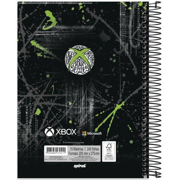 Caderno universitário capa dura 15x1 240 folhas, XBox, Spiral, 2279411 - PT 1 UN