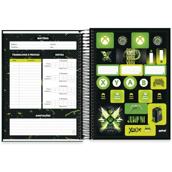 Caderno universitário capa dura 15x1 240 folhas, XBox, Spiral, 2279428 - PT 1 UN