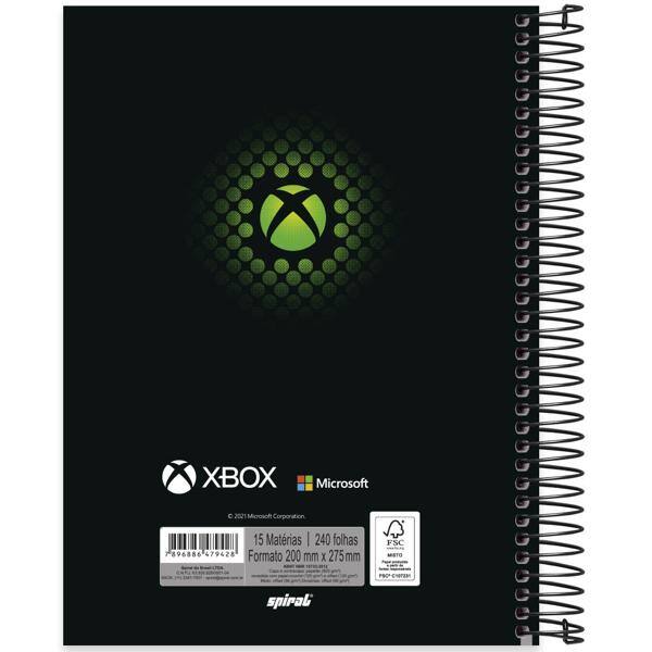 Caderno universitário capa dura 15x1 240 folhas, XBox, Spiral, 2279428 - PT 1 UN