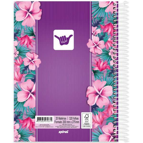 Caderno universitário capa dura 20x1 320 folhas, Hang Loose Roxa, Spiral, 2279671 - PT 1 UN