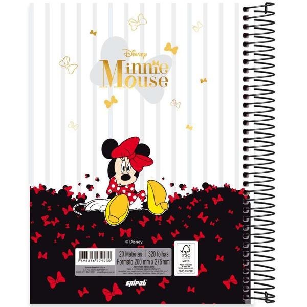 Caderno universitário capa dura 20x1 320 folhas, Disney Minnie Clássico, Spiral, 2279930 - PT 1 UN