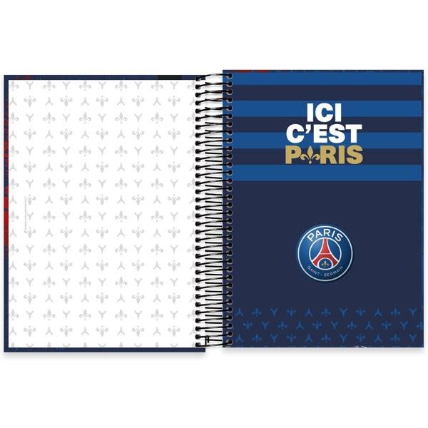 Caderno universitário capa dura 20x1 320 folhas, Paris Saint Germain - PSG, Spiral, 2279770 - PT 1 UN