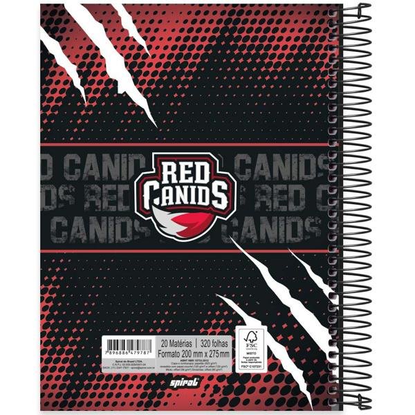 Caderno universitário capa dura 20x1 320 folhas, Red Canids, Spiral, 2279787 - PT 1 UN