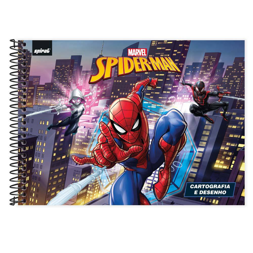 Caderno Cartografia E Desenho Capa Dura Folhas Marvel Homem Aranha Spiderman Spiral