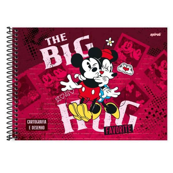 Caderno Cartografia e Desenho Capa Dura 80 folhas, Mickey Disney & Minnie, Spiral, 2229065 - PT 1 UN