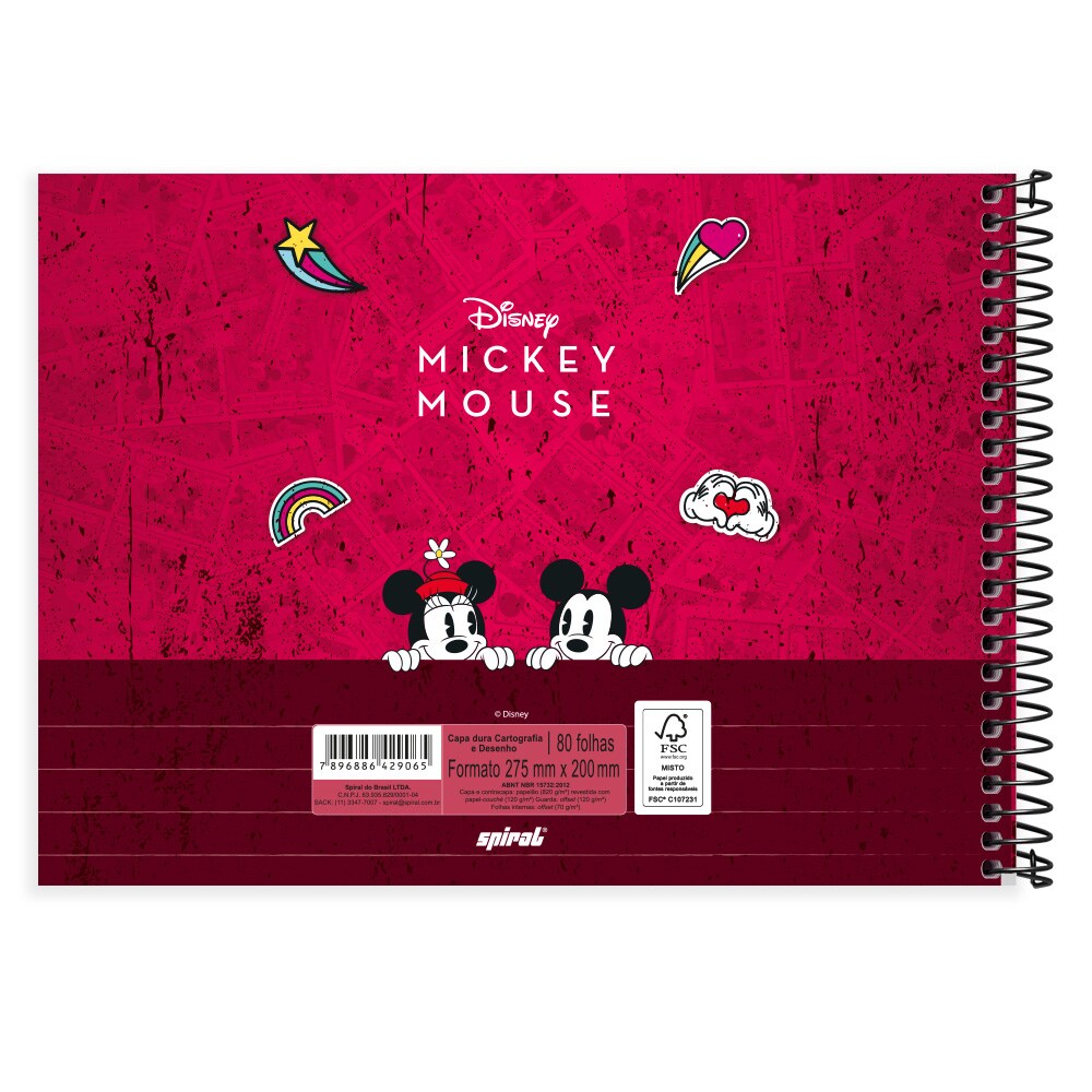 Caderno cartografia e desenho capa dura 80 folhas Disney Minnie Kawaii,  Spiral, 2373631- PT 1 UN - Escolar - Kalunga