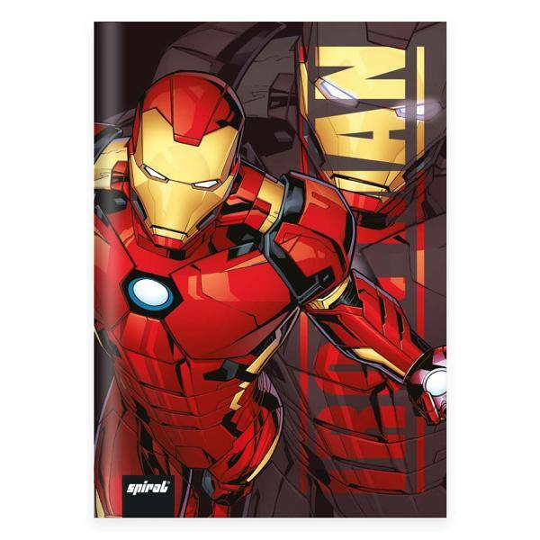 Caderno 1/4 capa dura costurado 80 folhas, Vingadores Avengers Marvel Homem de Ferro, Spiral, 2280448 - PT 1 UN