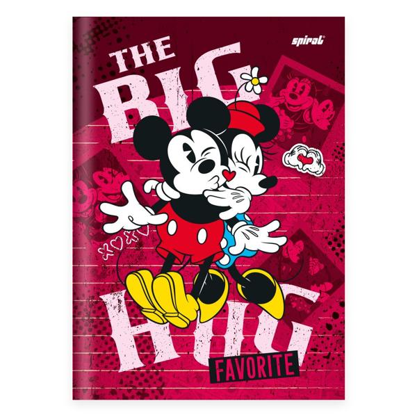 Caderno 1/4 capa dura costurado 80 folhas, Disney Mickey & Minnie, Spiral, 2229164 - PT 1 UN