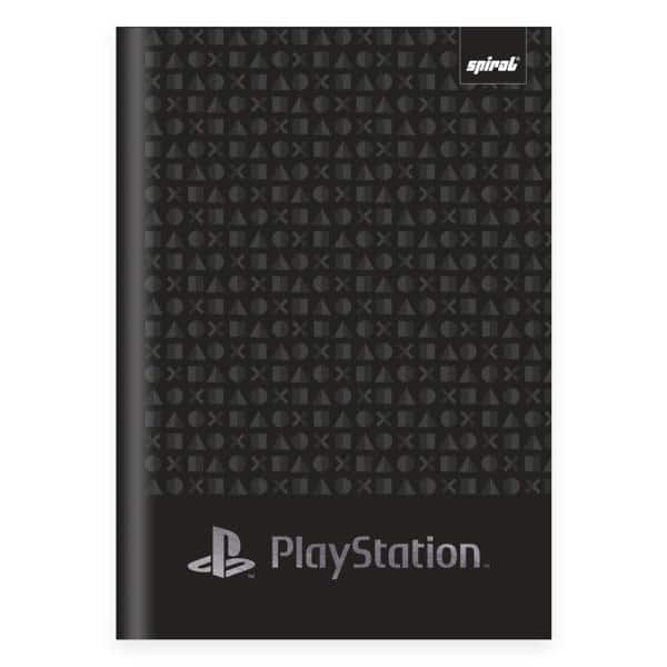 Caderno 1/4 capa dura costurado 80 folhas, Playstation Preta Pattern, Spiral, 2280530 - PT 1 UN