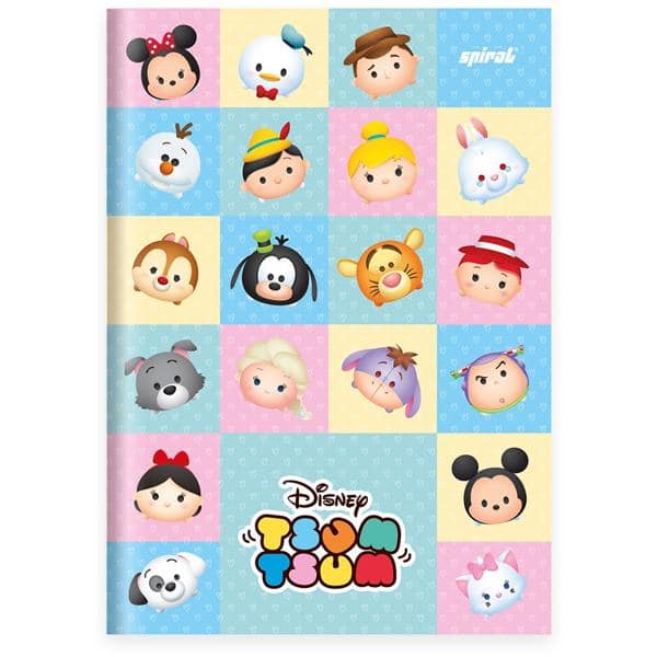 Caderno 1/4 capa dura costurado 80 folhas, Disney Tsum Tsum Xadrez, Spiral, 2229218 - PT 1 UN