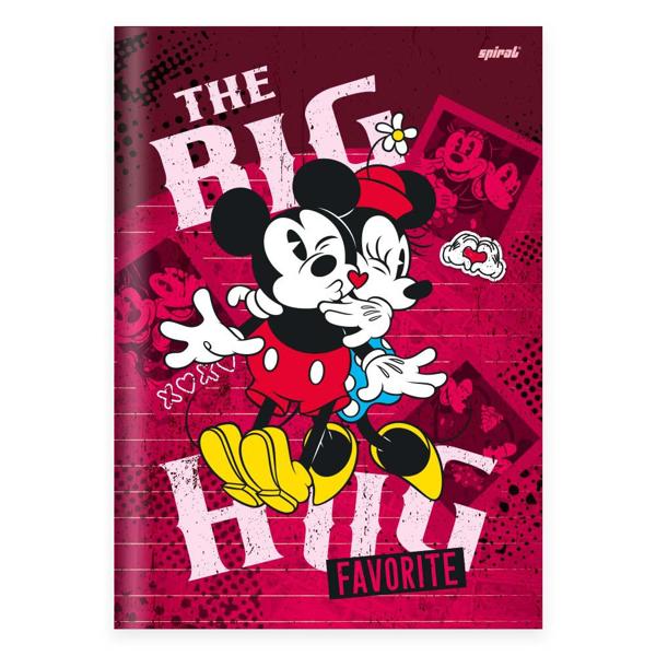 Caderno Universitário Capa Dura Costurado 80 folhas, Disney Mickey & Minnie, Spiral, 2280097 - PT 1 UN